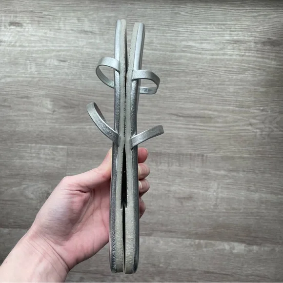 TKEES Gemma Metallic Silver Two Strap Flat Slide Sandal - Picture 10 of 14